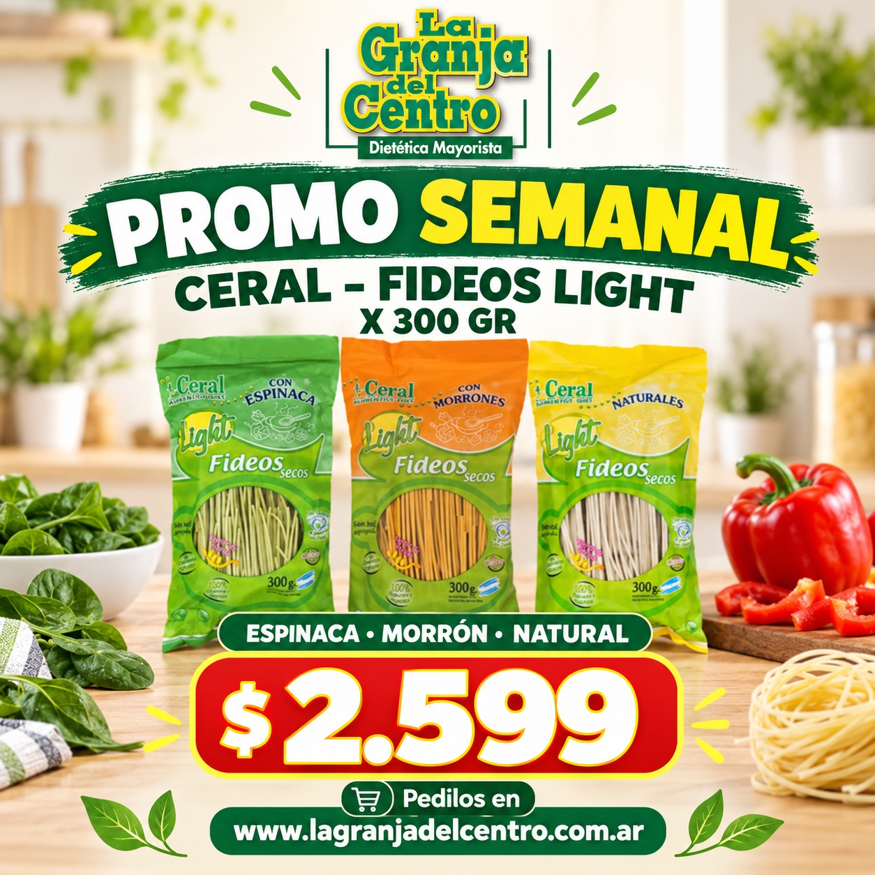 Ofertas y Promociones CERAL Fideos Light Naturales  x 300 gr  PROMO SEMANAL